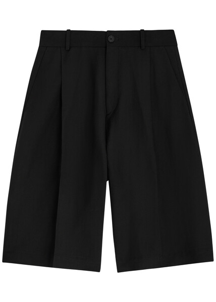  Studio Nicholson Pleated Linen And Wool-blend Shorts - Black - M 