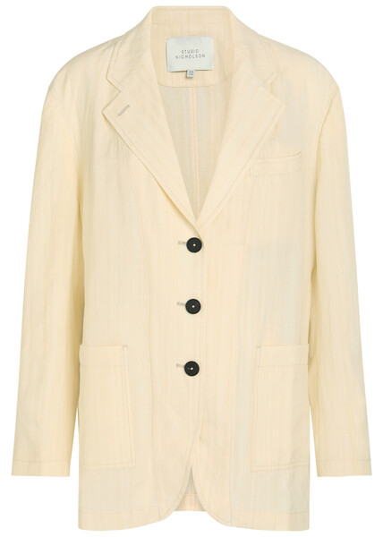  Studio Nicholson Washed Day Woven Blazer - Off White - 12 (uk12 / M) 