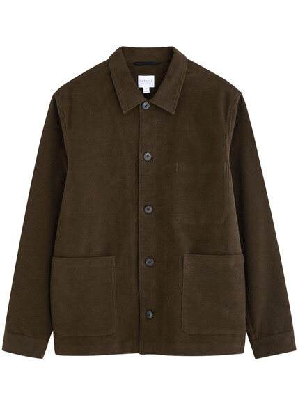  Sunspel Brushed-cotton Overshirt - Dark Green - Xl 