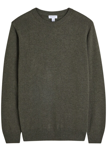  Sunspel Crew-neck Cashmere Jumper - Khaki - L 