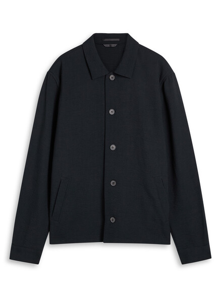  Sunspel Seersucker Stretch-wool Overshirt - Navy - Xl 