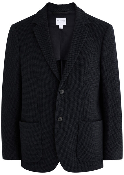  Sunspel Waffle-knit Wool-blend Blazer - Navy - Xl 