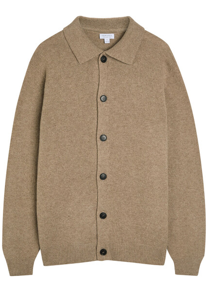  Sunspel Wool Cardigan - Sand - L 