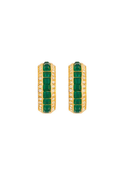  Susan Caplan Dior Emerald Hoop Clip-on Earrings - Green - One Size 