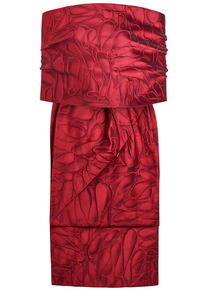  Talbot Runhof Patterned-jacquard Woven Stole - Red - One Size 