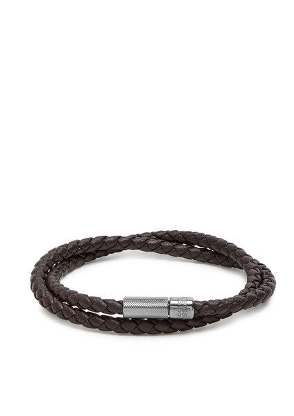 Tateossian Braided Leather Wrap Bracelet - Brown - M 