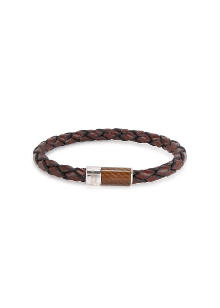  Tateossian Medium Brown Braided Leather Bracelet 