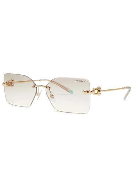  Tiffany & Co. Rimless Rectangle-frame Sunglasses - Gold 