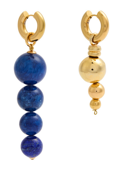  Timeless Pearly Mismatched 24kt Gold-plated Hoop Earrings - Blue - One Size 