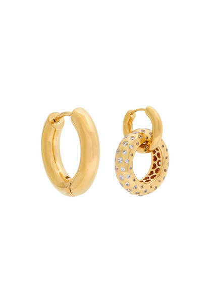  Timeless Pearly Mismatched 24kt Gold-plated Hoop Earrings - One Size 