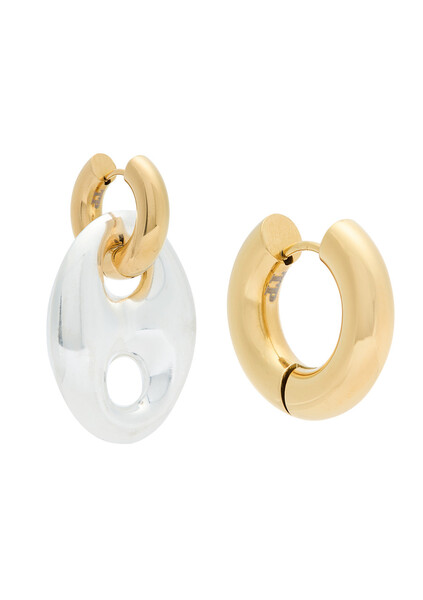  Timeless Pearly Two-tone Mismatched 24kt Gold-plated Hoop Earrings - One Size 