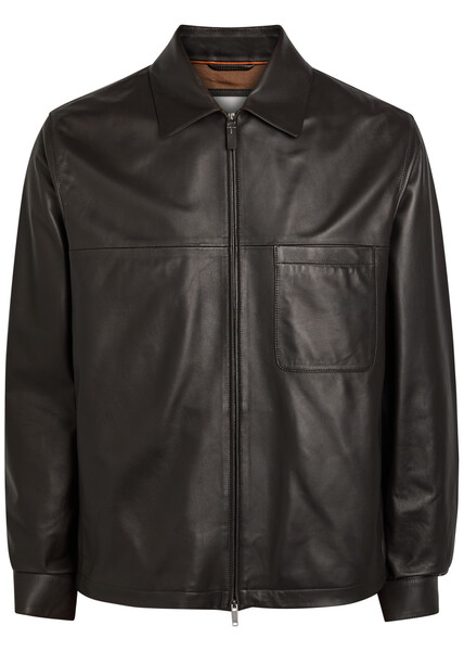  Tods Leather Overshirt - Brown - L 