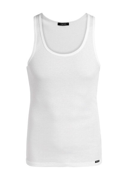  Tom Ford Ribbed Logo Jersey Tank - White - S 