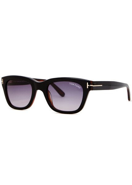  Tom Ford Snowdon Black Wayfarer Style Sunglasses, Eyewear, Black Gradient Smoke, Uv Protection, Classic Design - One Size 