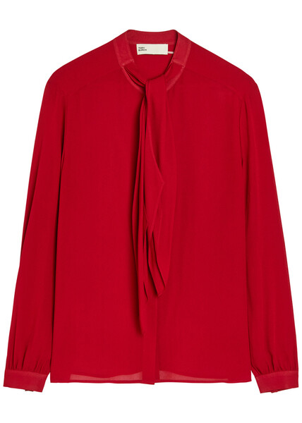  Tory Burch Scarf-effect Georgette Blouse - Red - 8 (uk12 / M) 