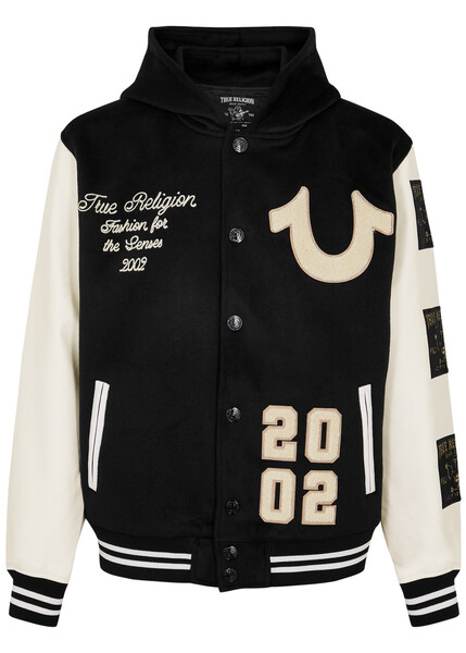  True Religion Logo-embroidered Felt Varsity Jacket - Black - L 