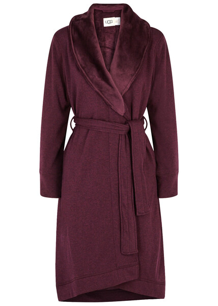  Ugg Duffield Ii Fleece-lined Cotton-jersey Robe - Burgundy - L 