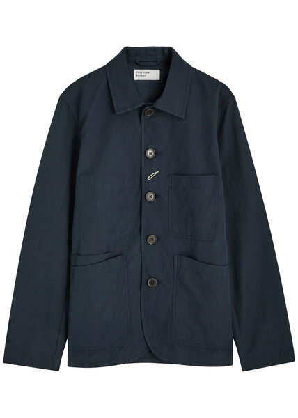  Universal Works Bakers Linen-blend Overshirt Jacket - Navy - Xxl 