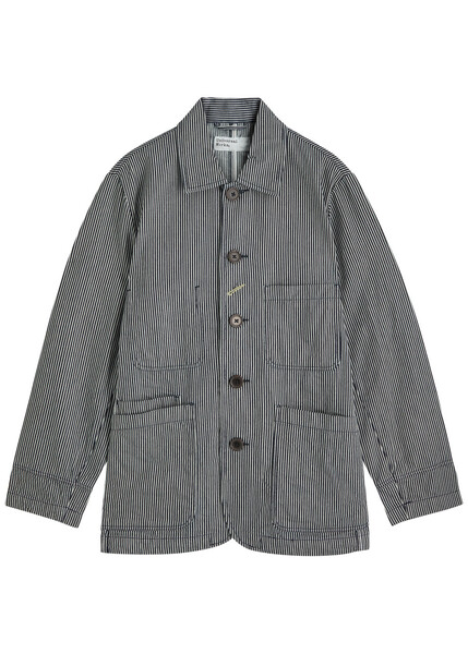  Universal Works Hickory Striped Cotton Overshirt - Grey - L 