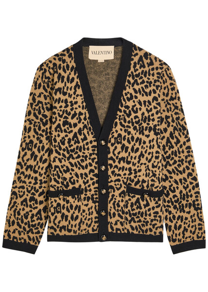  Valentino Garavani Leopard-print Wool Cardigan - Multicoloured 1 - L 