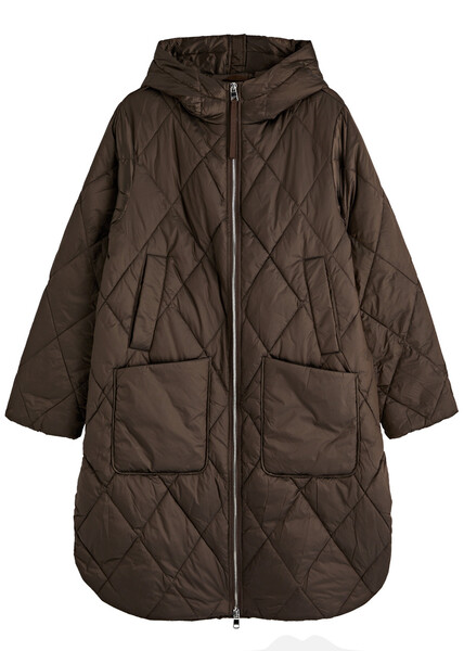  Varley Frisco Quilted Hooded Shell Jacket - Brown - M (uk12 / M) 