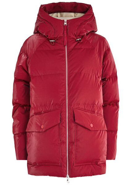  Varley Fullerton Quilted Hooded Shell Coat - Red - Xs (uk6 /xs) 