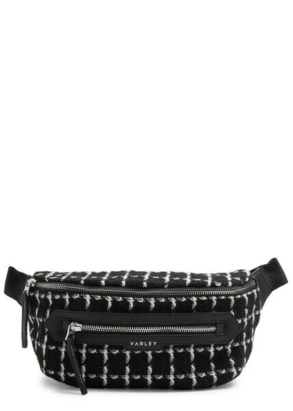  Varley Roby Checked Wool-blend Belt Bag - Black - One Size 