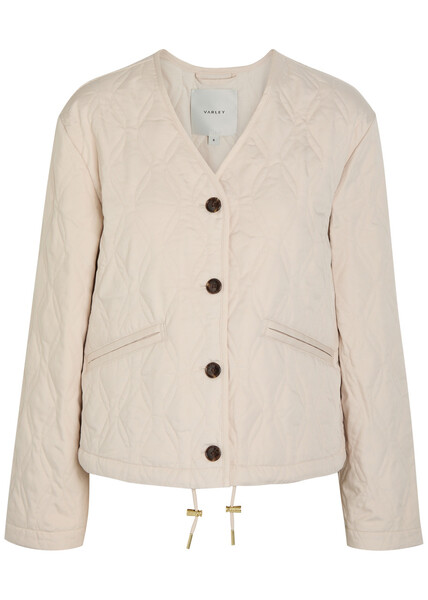  Varley Saba Quilted Woven Jacket - Cream - M (uk12 / M) 