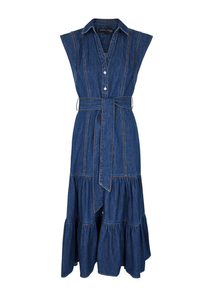  Veronica Beard Arnetta Belted Denim Midi Dress - 8 