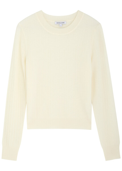  Veronica Beard Cheval Textured Fine-knit Wool Jumper - Ivory - Xl (uk16 /xl) 