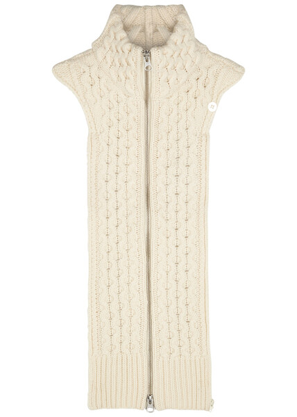  Veronica Beard Upstate Cream Cable-knit Wool Dickey - Ivory - One Size 