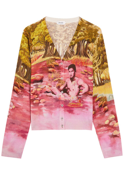  Versace Printed Silk Cardigan - Multicoloured - 42 (uk10 / S) 