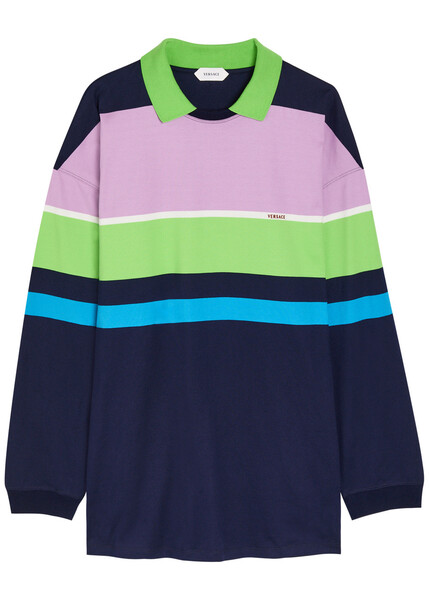  Versace Striped Cotton Mini Sweatshirt Dress - Multicoloured - 44 (uk12 / M) 