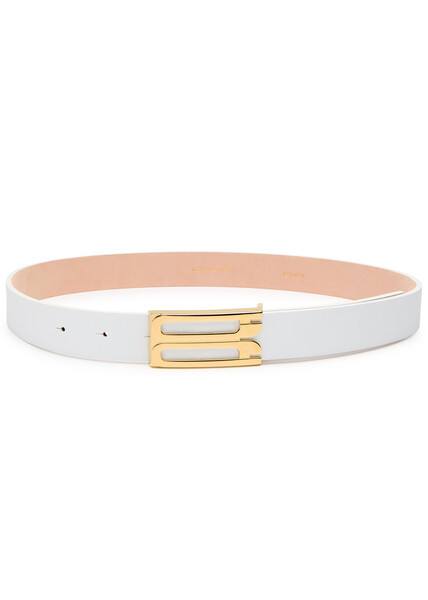  Victoria Beckham Frame Leather Belt - White - L 