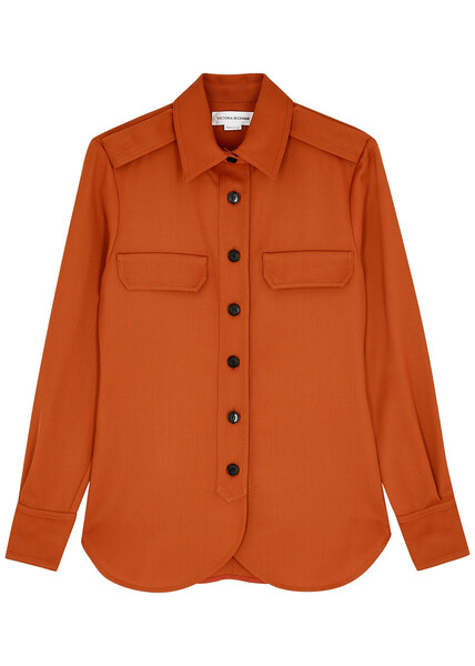  Victoria Beckham Rust Twill Shirt - Orange - 12 