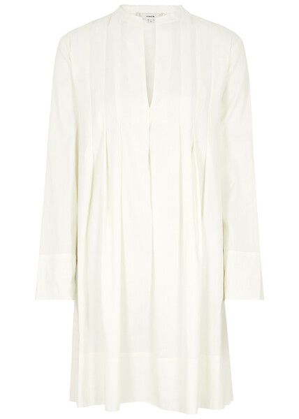  Vince Pleated Linen-blend Mini Dress - White - 12 