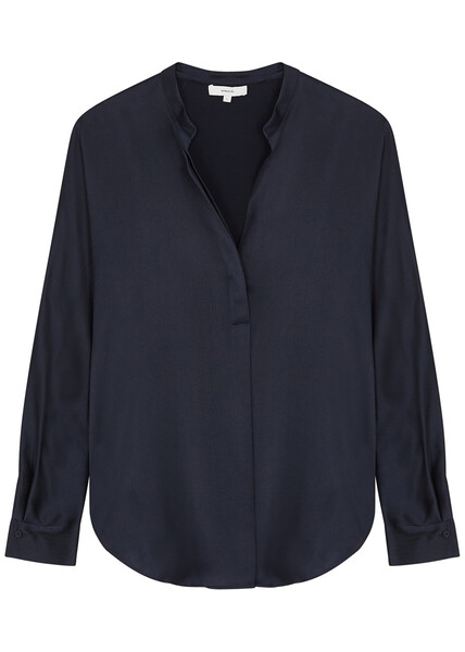  Vince Silk Blouse - Navy - S 