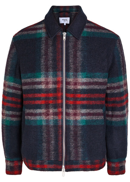  Wax London Heath Checked Wool-blend Jacket - Navy - Xxl 
