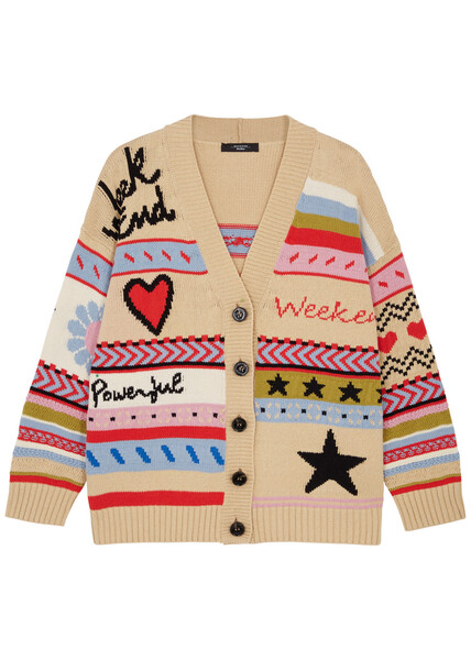  Weekend Max Mara Alcazar Jacquard Cotton-blend Cardigan - Multicoloured - Xs (uk 6 /xs) 
