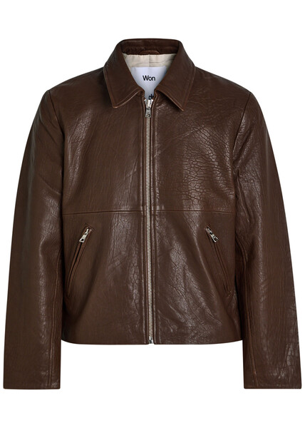  Won Hundred Dutton Textured Leather Jacket - Dark Red - 48 (it48/ Uk38) 