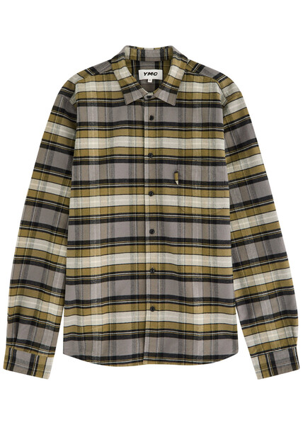  Ymc Curtis Checked Cotton Shirt - Green - M 