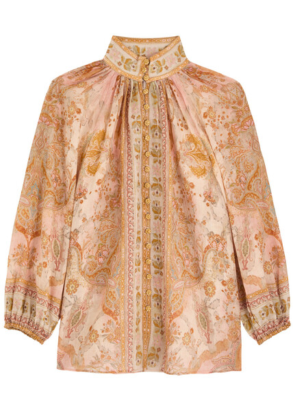 Zimmermann Acacia Printed Ramie Blouse - Multi Print - 2 (uk 12 / M) 