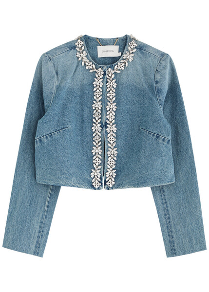  Zimmermann Crush Crystal-embellished Denim Jacket - 2 (uk 12 / M) 