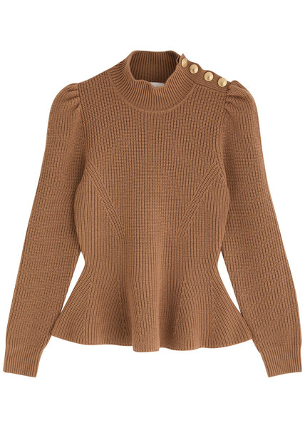  Zimmermann Crush Ribbed Wool Jumper - Tan - 2 (uk 12 / M) 