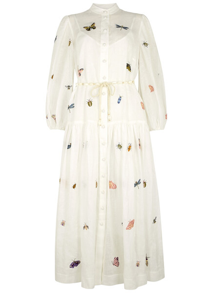  Zimmermann Jeannie Embroidered Linen Maxi Dress - Ivory - 4 