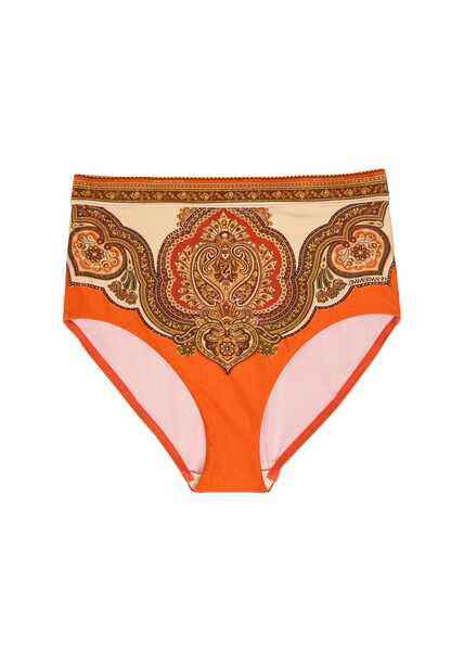  Zimmermann Mahon Patterned Bikini Brief - Orange - 2 (uk 12 / M) 