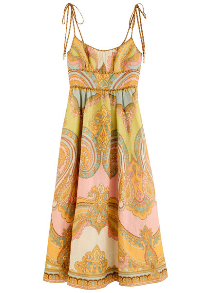  Zimmermann Maxine Printed Linen Maxi Dress - Multi Print - 2 (uk 12 / M) 