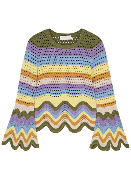  Zimmermann Raie Striped Open-knit Top - Multicoloured - 1 