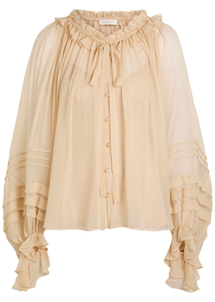  Zimmermann Rebellion Pleated Silk Blouse - Cream - 2 (uk 12 / M) 