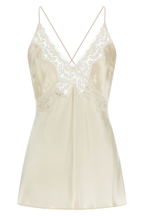  Alberta Ferretti Satin And Lace Top 